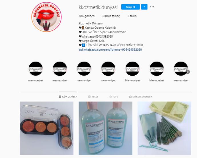 Instagram güvenilir kozmetik satış