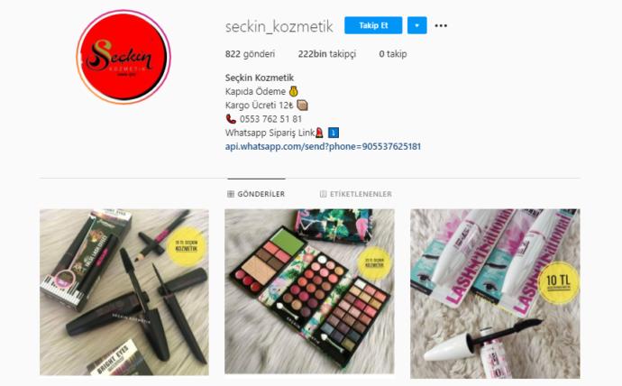 Instagram kozmetik sayfaları