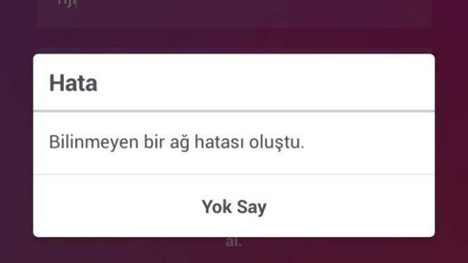 İnstagram ağ hatası diyor?
