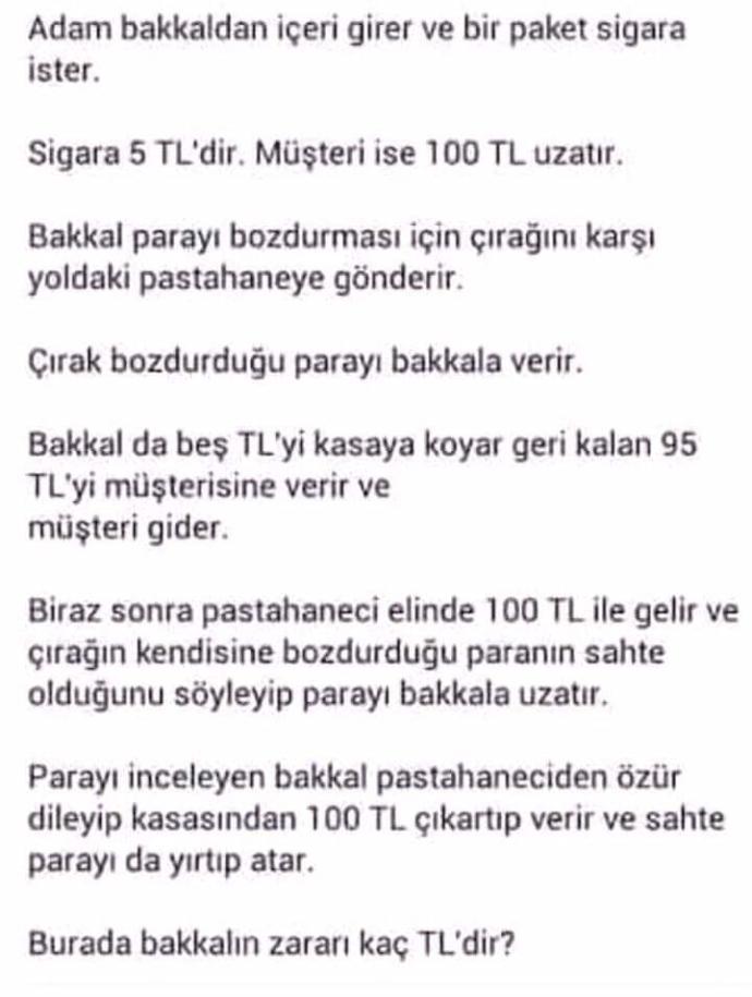 Beyin yakan soru sizce cevabı nedir?