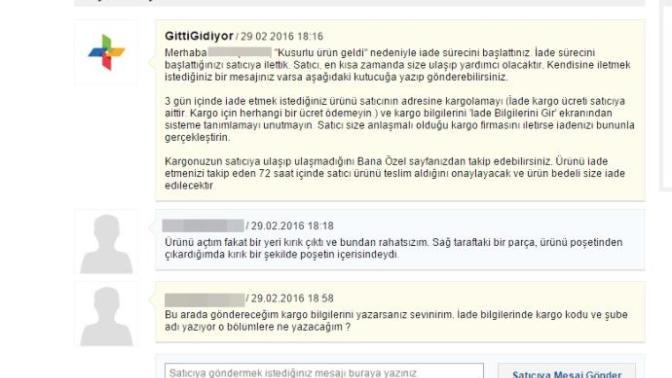 Gittigidiyor. com iade işlemleri hakkında bu sorumda yardımcı olur musunuz?