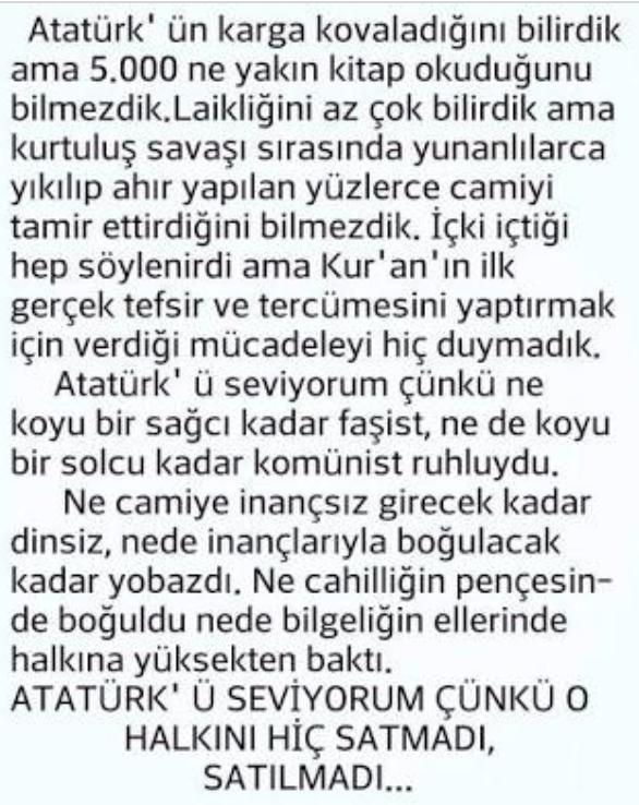 Atatürk ü seviyorum çünkü ..... ?