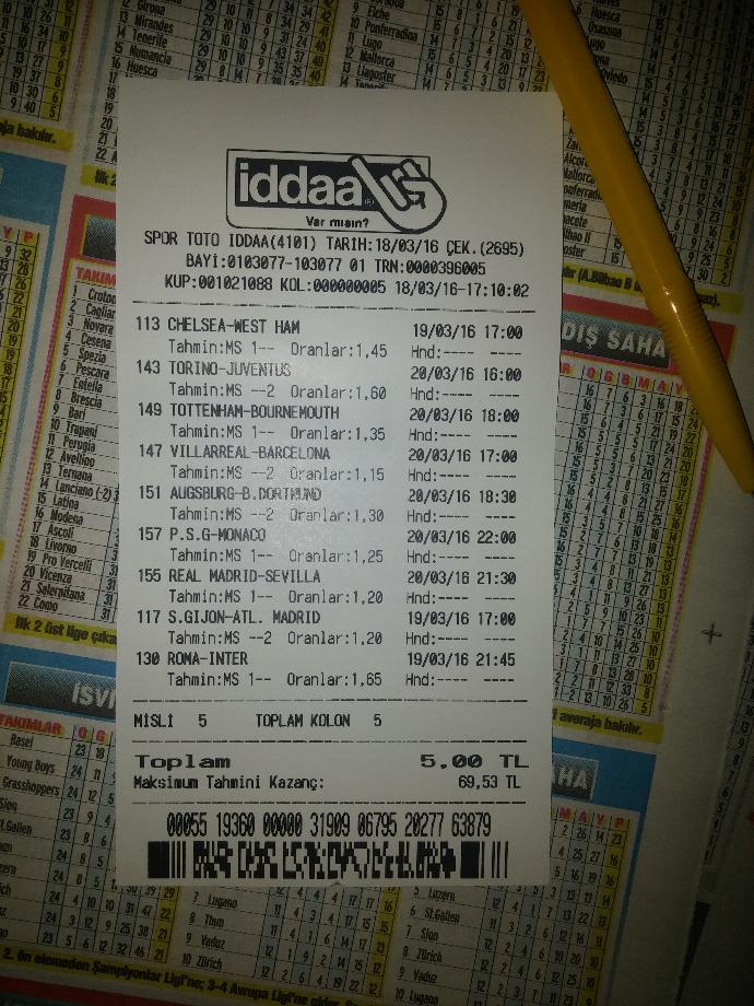 İlk kez iddaa oynadım sizce tutar mı (fotografli) ?