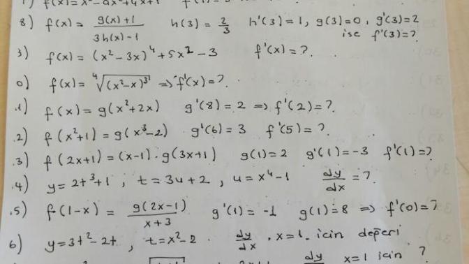 Bu soruları çözebilecek hayırsever var mı? Konu türev ve limit?