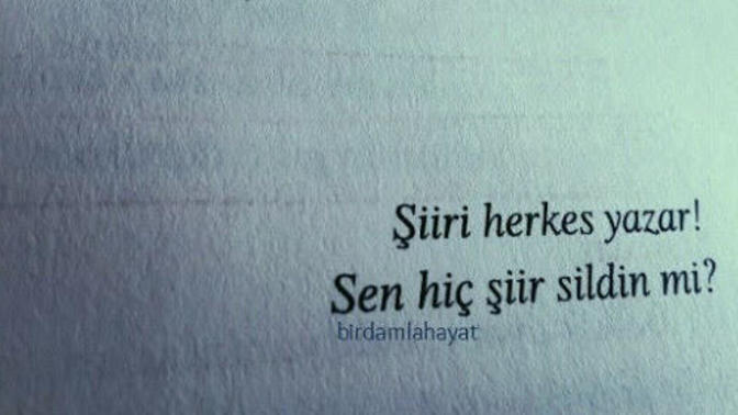 Şiiri herkes yazar. Sen hiç şiir sildin mi?