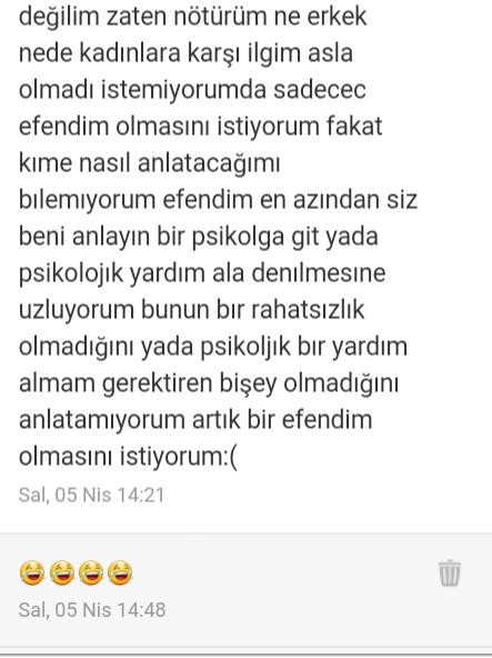 Arkadaslar bu kölen oluyum zart zurt Saçmalığı ne ya bu kacnci mesaj. Millet özgür olmak ister heriflere bak ya😂?