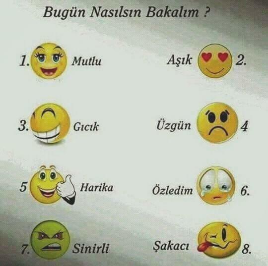 Bugün nasılsın? Resimdekine göre cevaplar mısın?