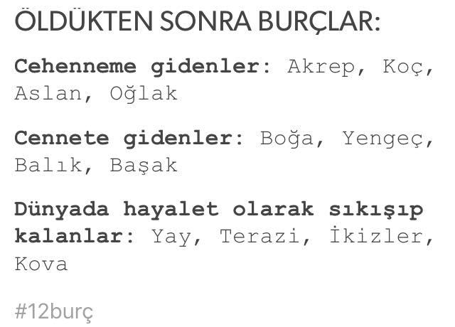 Hangi burçsunuz Öldükten sonraki burçlar ?