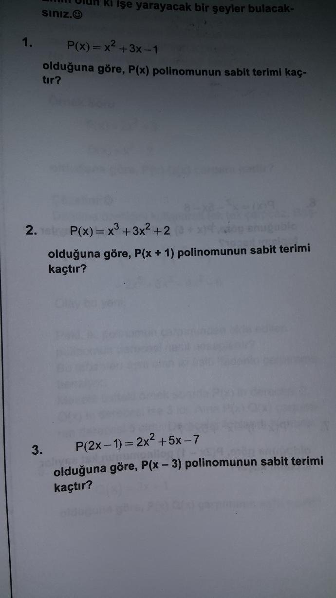 Polinomlardan anlayan var mı lütfen yardım edin?