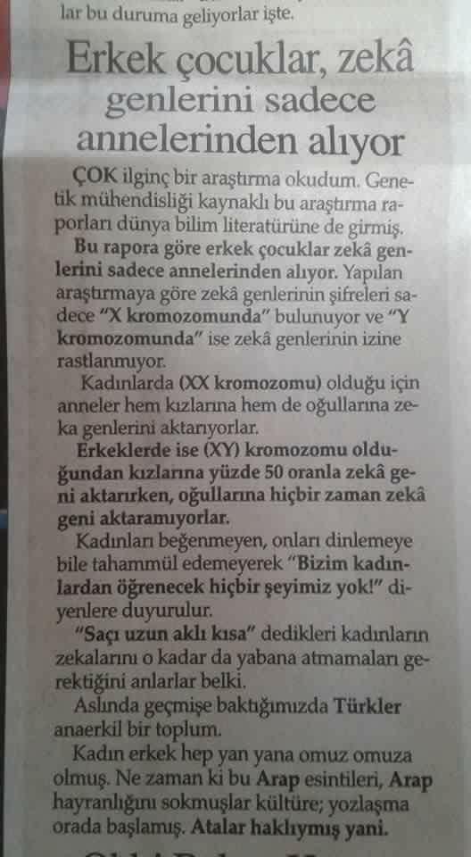 Erkek çocuklar zeka genlerini anneden alır?