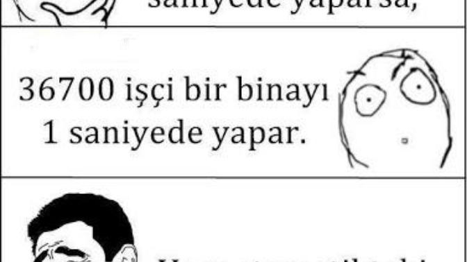 Bir işçi bir binayı 36700 saniyede yaparsa, 36700 işçi bir binayı kaç saniyede yapar?