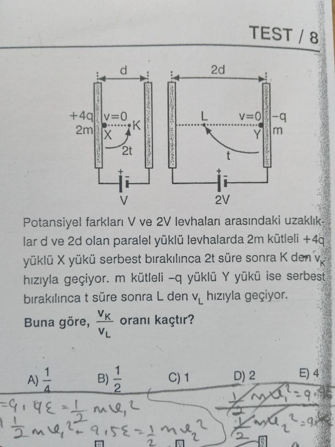 Fizik paralel yüklü levhalar acil soru ?