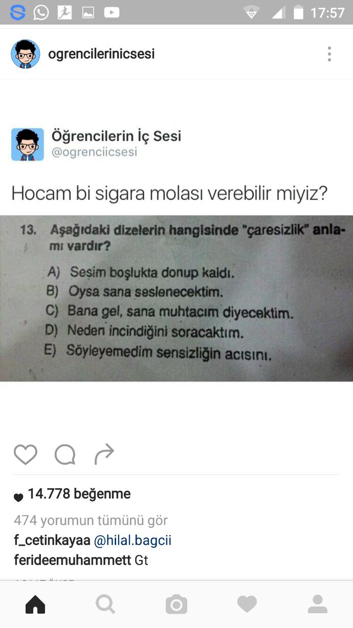 Hangisinde çaresizlik anlami var?