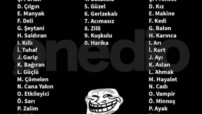 Lakap Jenöratörü, sizin isminize lakabınız ne? :) Eğlenceli?