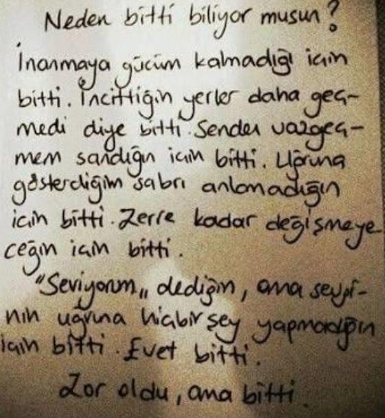 Ya sizin ilişkiniz neden bitti ?