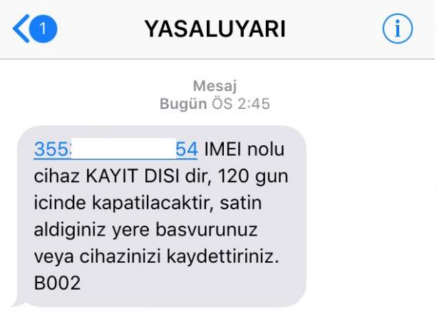 imei mesajı