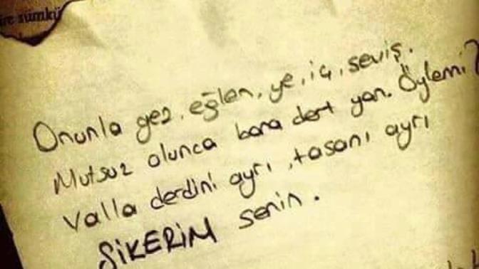 Onunla gez. eylen. ye. iç. seviş. mutsuz olunca ban dert yan öylemi?