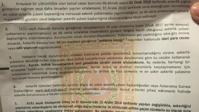 Askerlik Kağıdı Gelmiş  bir  Yardım Edin?