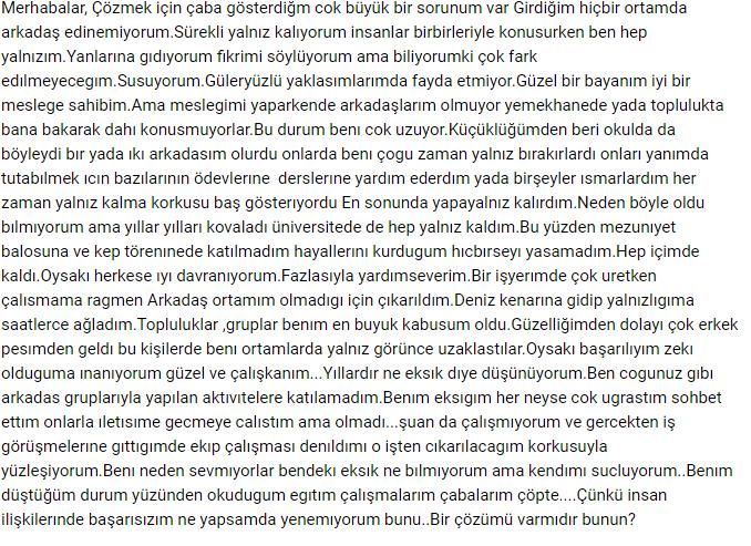 İşte , Okulda , Aktivitelerde Toplumdan Dışlanma sorunsalı , İnsan ilişkilerinde başarısızlık..Bakar mısınız lütfen?