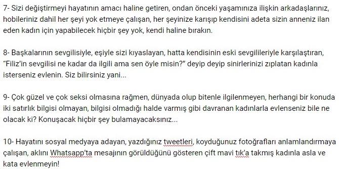 Hangi kadınlarla evlenilmez? :) Bence detaydakilerle. Sizce?