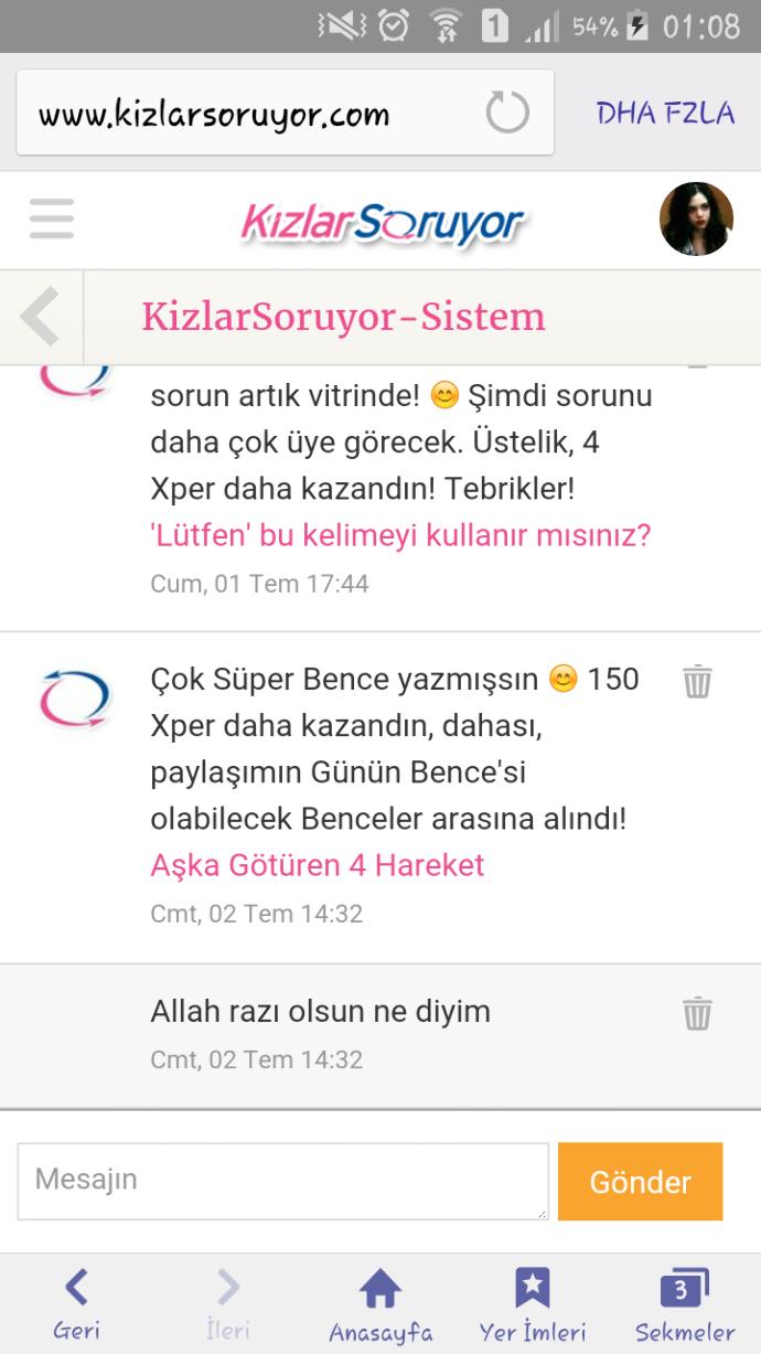 Kızlar Soruyor-Sistem'e mesaj attınız mı?