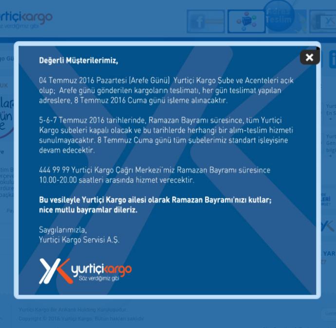 Yurtiçi kargo arife günü dağıtıma çıkar mı?