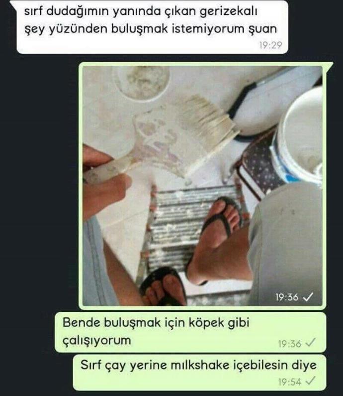 sırf sen milkshake içebilesin diye eşek gibi çalıyorum dediğiniz biri var mı?