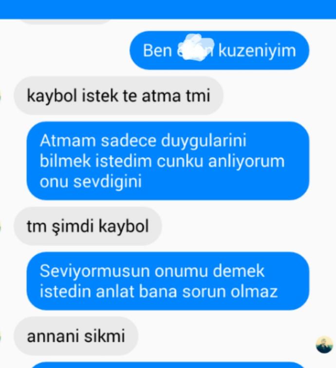 Kuzenimle sevdigim konuşmuş?
