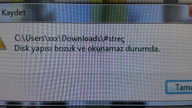 "Disk yapısı bozuk ve okunamaz durumda" hatası alıyorum, nasıl düzeltebilirim?