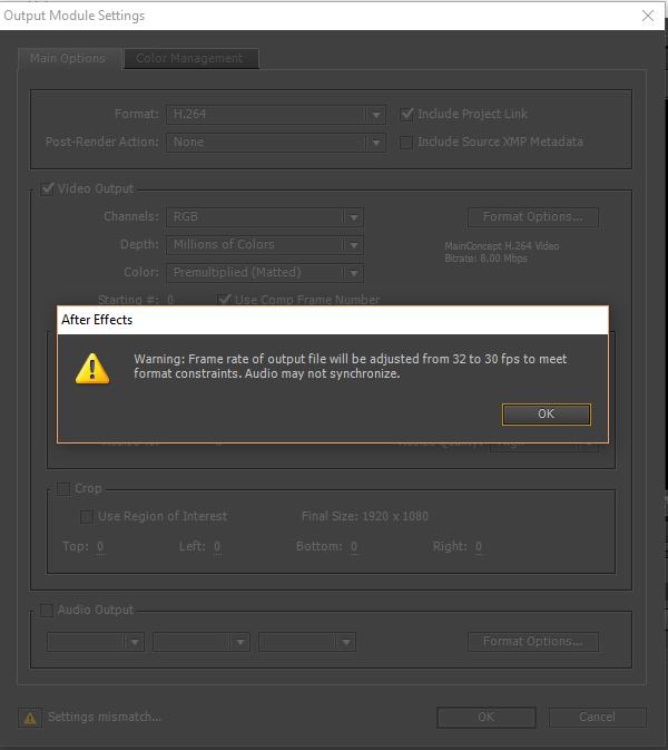 After effects ses senkronizasyon sorunu ?