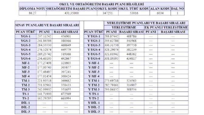 Okul birinciliği şansım var puanlarım bunlar yardımcı olur musunuz?