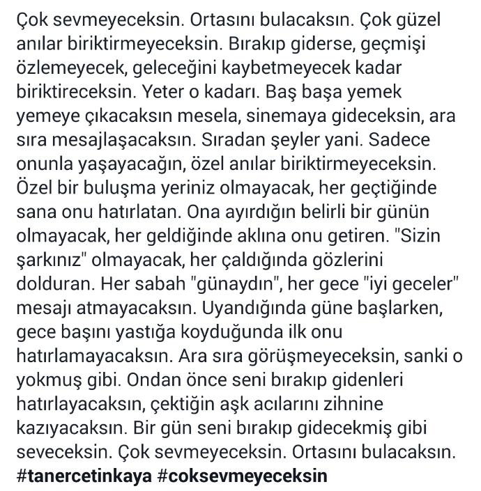 Çok sevmeyeceksin bir insanı,sizce de öyle değil mi?