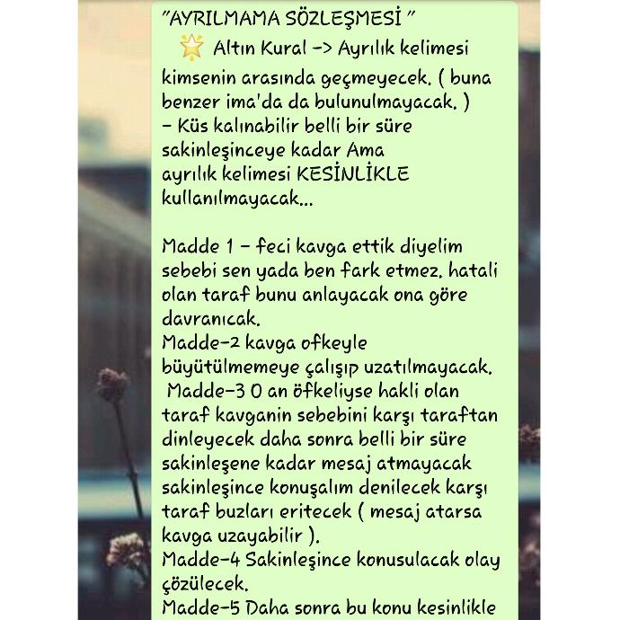 Sevgilimle yaptığım sözleşme?