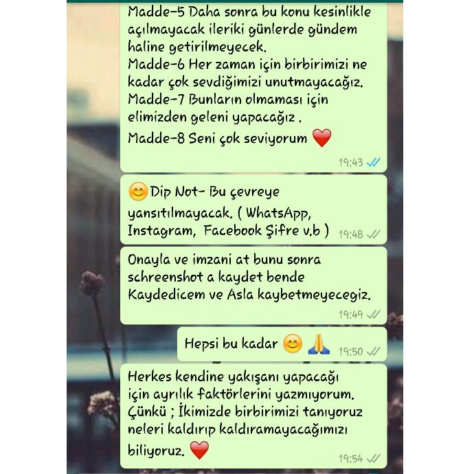 Sevgilimle yaptığım sözleşme?