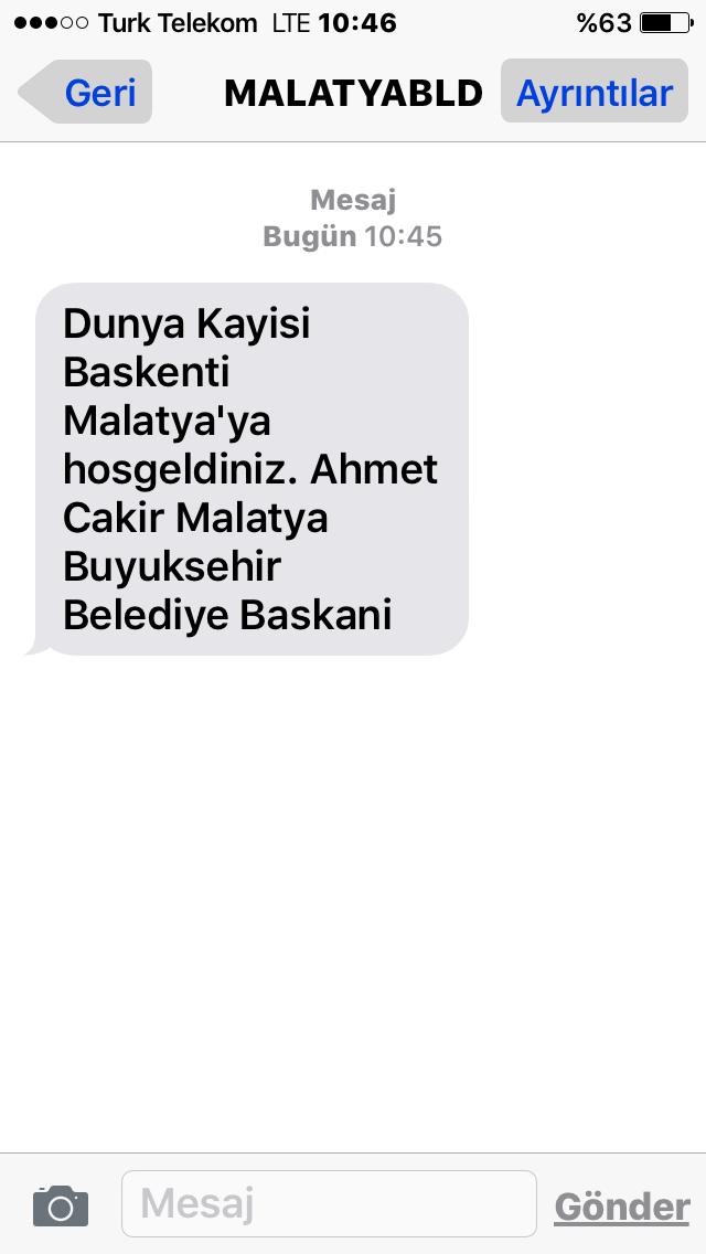 Malatya ya adım attım belediye başkanı hoşgeldin mesajı attı bende mi fişlendim ki?