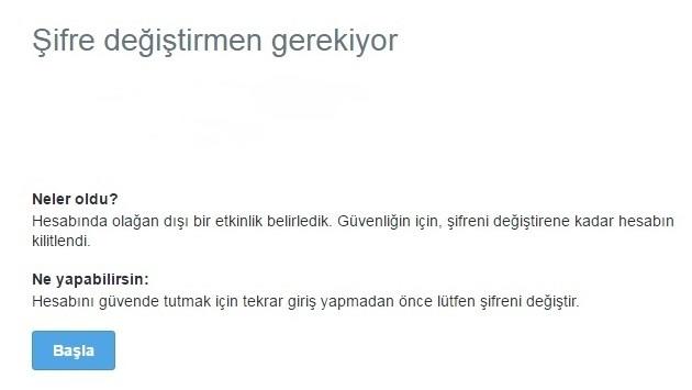 Twitter hesabı şifre değişmen gerekiyor?