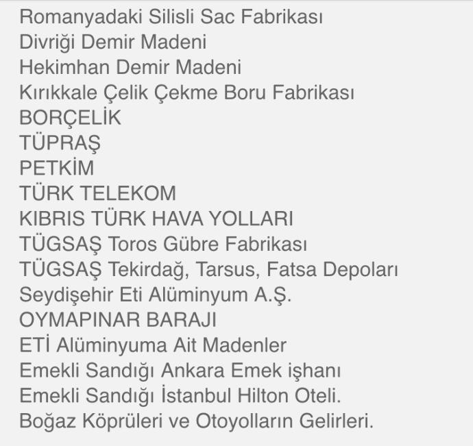 AKP döneminde devletin satılan yerleri detayda. Neyimiz kaldı (çok olduğu için yer yetmedi, fotoğrafta attım) ?