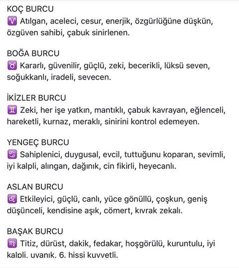 Burçlarin Özellikleri 😄😄?