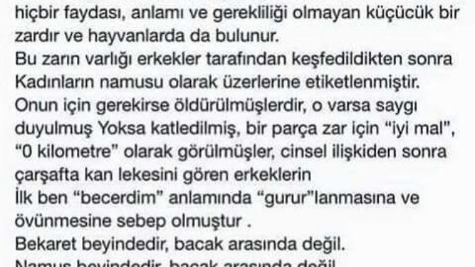 Sizce de namus beyinde midir yoksa iki bacak arasında mıdır?