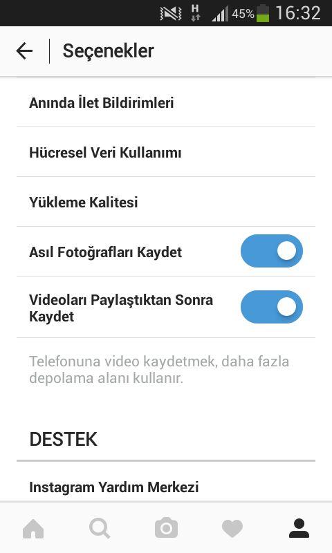 İnstagram da paylaştığım fotoğraflar galeriye kayıt oluyor sebebi nedir acaba?