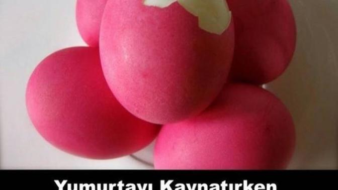 Pembe haşlanmış yumurta 😱?