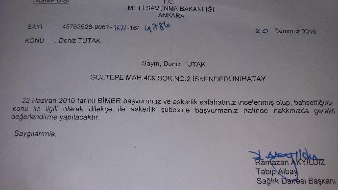 ASKERİYE evime bu DİLEKCEYI gönderdi. Ne demek bu ?