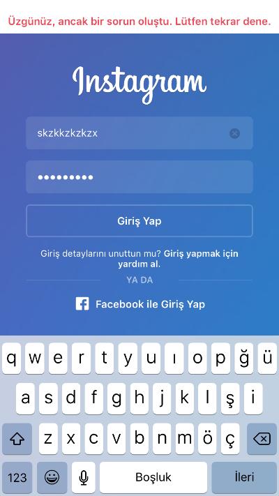 - instagram uzgunuz ancak bir sorun olustu lutfen tekrar dene sosyal