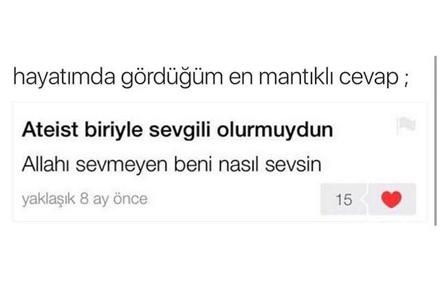Ateist birisiyle sevgili olurmusun?