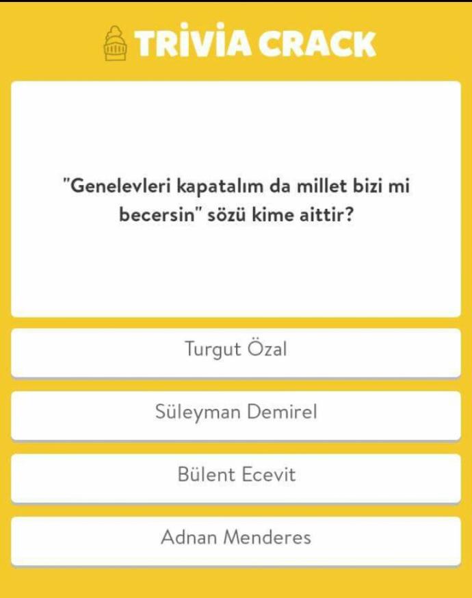 bu genel kültür sorusunun cevabı nedir :) ?