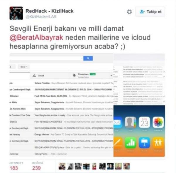 RedHack Berat Albayrak'in Mail hesabını hackledi?