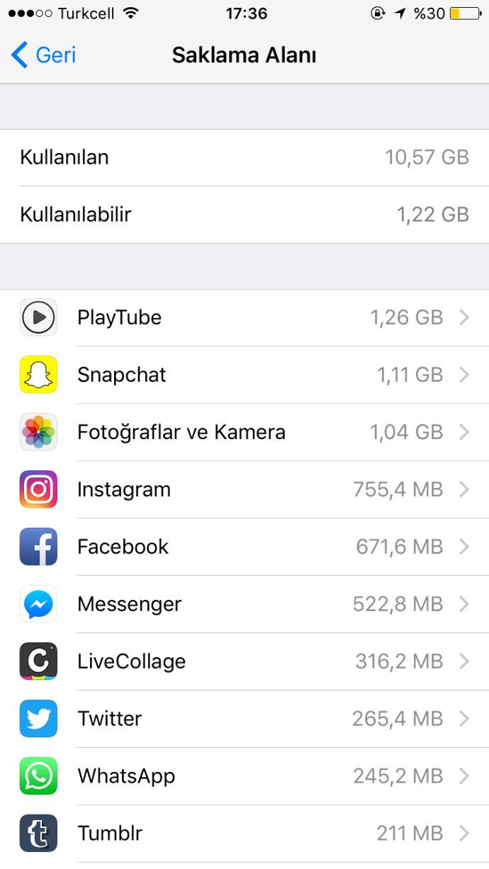 neden snapchat falan bu kadar yer kaplıyor nasıl hafızayı boşaltabilirim ?