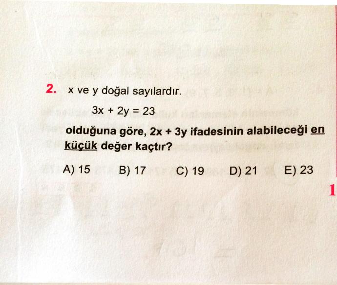 Matematik sorusu, cevabı nedir?