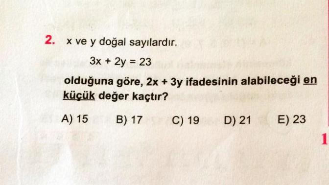Matematik sorusu, cevabı nedir?
