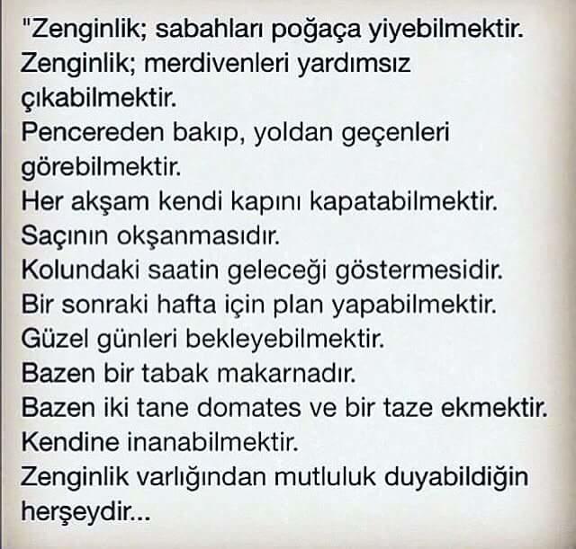 Size göre zenginlik nedir?